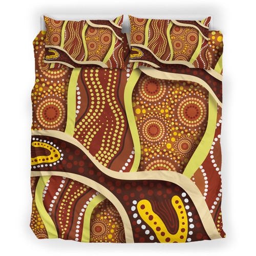 Australia Aboriginal Inspired Bedding Set - Indigenous Art Aboriginal Inspired Dot Painting Style 5 Australia Aboriginal Inspired Bedding Set - Indigenous Art Aboriginal Inspired Dot Painting Style 5