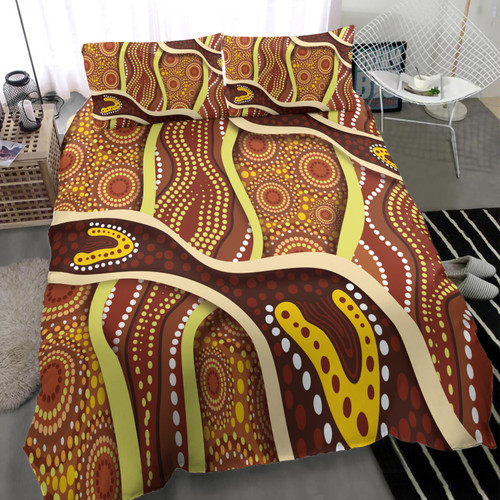 Australia Aboriginal Inspired Bedding Set - Indigenous Art Aboriginal Inspired Dot Painting Style 5 Australia Aboriginal Inspired Bedding Set - Indigenous Art Aboriginal Inspired Dot Painting Style 5