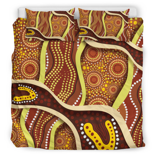 Australia Aboriginal Inspired Bedding Set - Indigenous Art Aboriginal Inspired Dot Painting Style 5 Australia Aboriginal Inspired Bedding Set - Indigenous Art Aboriginal Inspired Dot Painting Style 5