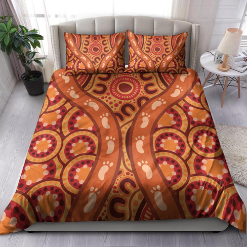 Australia Aboriginal Inspired Bedding Set - Indigenous Art Aboriginal Inspired Dot Painting Style 6