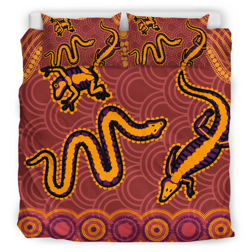 Australia Aboriginal Inspired Bedding Set - Indigenous Animal Aboriginal Inspired Dot Painting Style