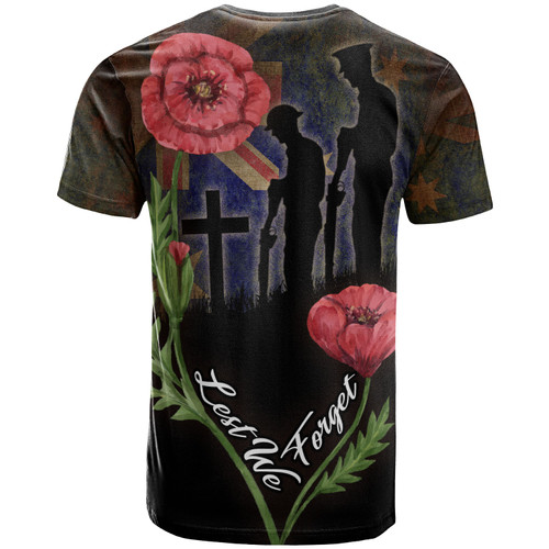 Australia Anzac Day T-shirt - Custom Lest We Forget With Poppies Flowers Watercolor Style T-shirt