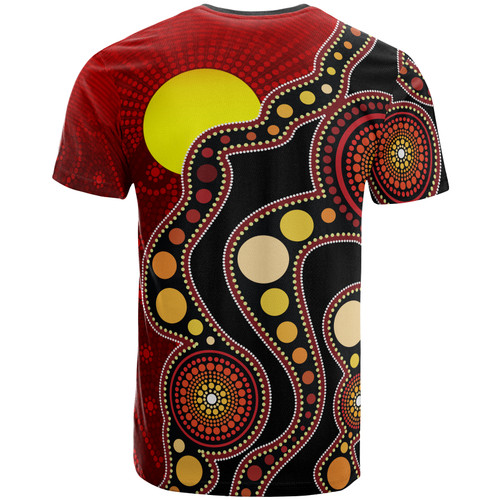 Australia Aboriginal Inspired T-Shirt - Australia Indigenous Flag Circle Dot Painting Art Australia Aboriginal Inspired T-Shirt - Australia Indigenous Flag Circle Dot Painting Art