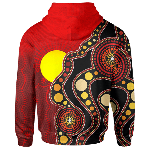 Australia Aboriginal Inspired Hoodie - Australia Indigenous Flag Circle Dot Painting Art Australia Aboriginal Inspired Hoodie - Australia Indigenous Flag Circle Dot Painting Art