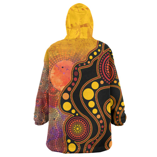 Australia Aboriginal Inspired Snug Hoodie - Australia Indigenous Flag Circle Dot Painting Art (Golden)