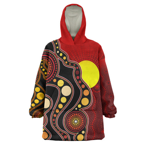 Australia Aboriginal Inspired Snug Hoodie - Australia Indigenous Flag Circle Dot Painting Art Oodie (Red)