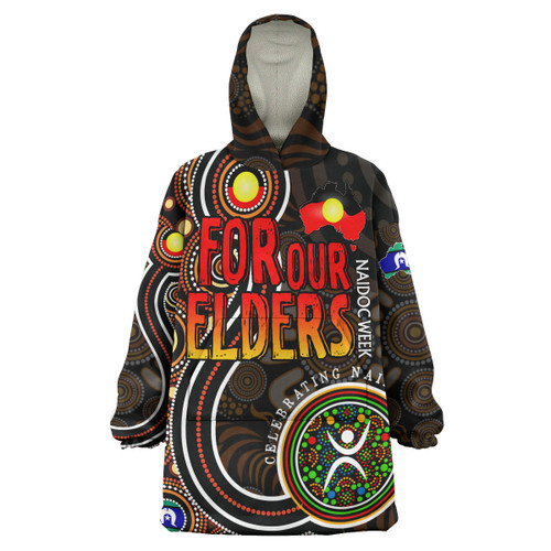 Naidoc Week Snug Hoodie - For Our Elders Aboriginal Inspired Dot Art Oodie Blanket