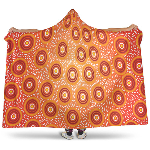 Australia Aboriginal Inspired Hooded Blanket -  Aboriginal Art Seamless Pattern