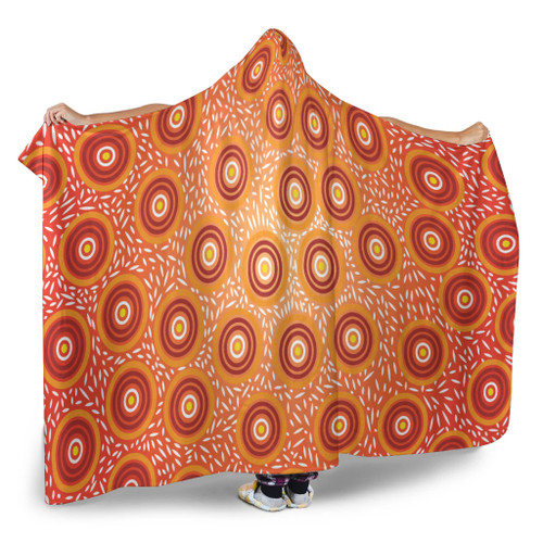 Australia Aboriginal Inspired Hooded Blanket -  Aboriginal Art Seamless Pattern