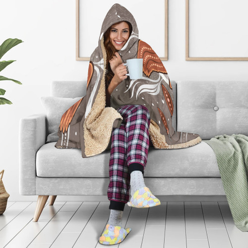 Australia Aboriginal Inspired Hooded Blanket - Aboriginal Dot Art Vector Painting With Eagle Australia Aboriginal Inspired Hooded Blanket - Aboriginal Dot Art Vector Painting With Eagle