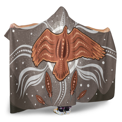 Australia Aboriginal Inspired Hooded Blanket - Aboriginal Dot Art Vector Painting With Eagle Australia Aboriginal Inspired Hooded Blanket - Aboriginal Dot Art Vector Painting With Eagle