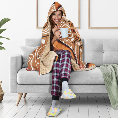 Australia Aboriginal Inspired Hooded Blanket - Aboriginal Dot Art Background Australia Aboriginal Inspired Hooded Blanket - Aboriginal Dot Art Background
