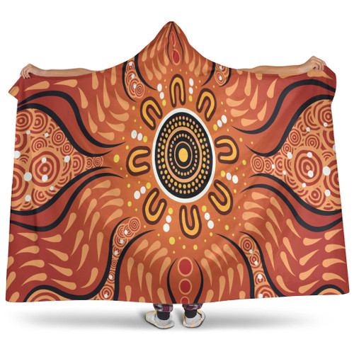 Australia Aboriginal Inspired Hooded Blanket - Aboriginal Dot Art Pattern Background