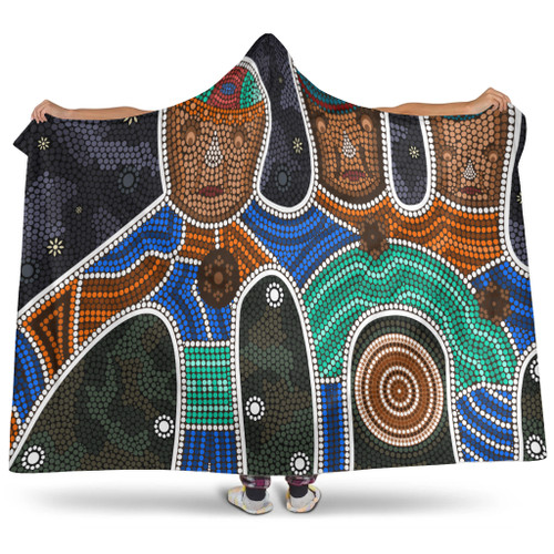 Australia Aboriginal Inspired Hooded Blanket - Friendship Aboriginal Style
