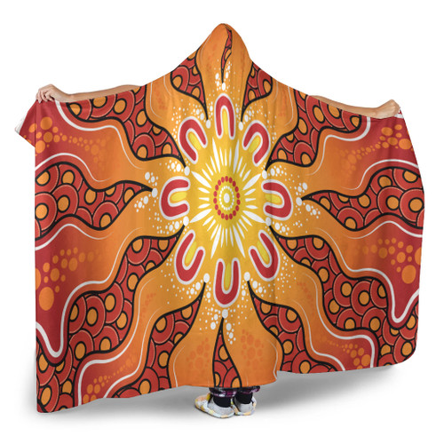 Australia Aboriginal Inspired Hooded Blanket - Yellow Aboriginal Dot Artwork