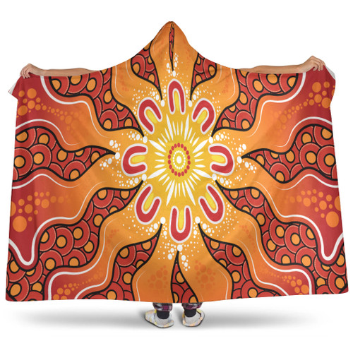 Australia Aboriginal Inspired Hooded Blanket - Yellow Aboriginal Dot Artwork
