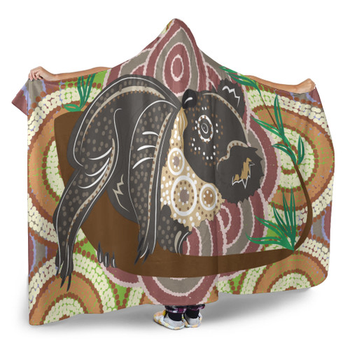 Australia Aboriginal Inspired Hooded Blanket - Koala Aboriginal Dot Art Vector Australia Aboriginal Inspired Hooded Blanket - Koala Aboriginal Dot Art Vector