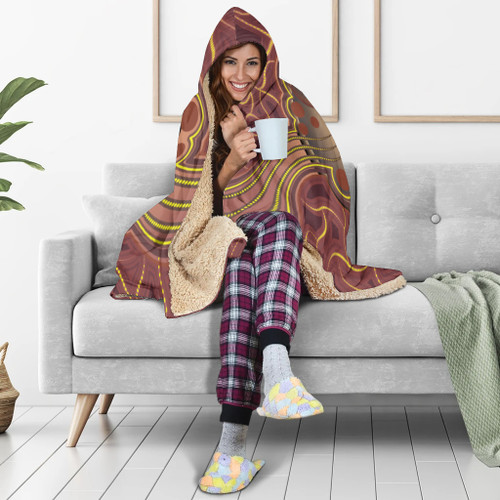 Australia Aboriginal Inspired Hooded Blanket - Aboriginal Dot Art Vector Background Australia Aboriginal Inspired Hooded Blanket - Aboriginal Dot Art Vector Background