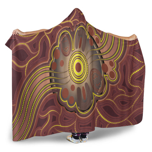 Australia Aboriginal Inspired Hooded Blanket - Aboriginal Dot Art Vector Background