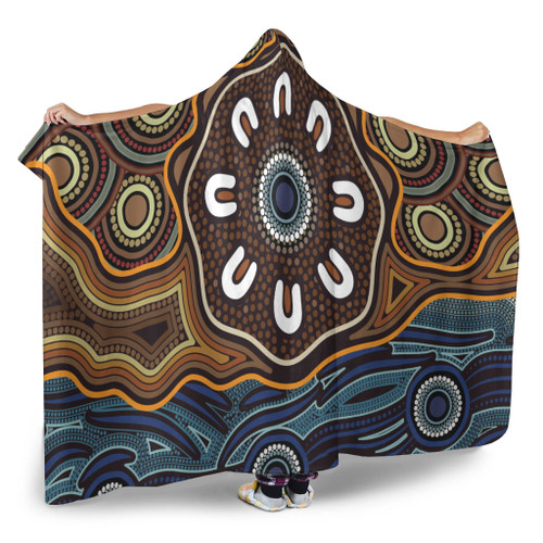 Australia Aboriginal Inspired Hooded Blanket - Aboriginal Dot Circle Art Australia Aboriginal Inspired Hooded Blanket - Aboriginal Dot Circle Art