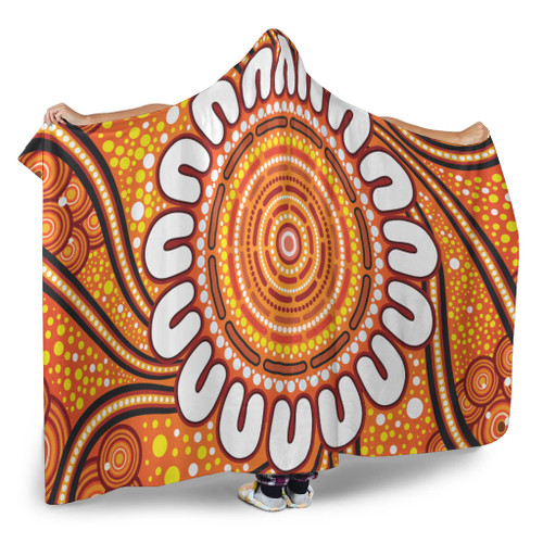 Australia Aboriginal Inspired Hooded Blanket - Aboriginal Art Dot Painting Australia Aboriginal Inspired Hooded Blanket - Aboriginal Art Dot Painting