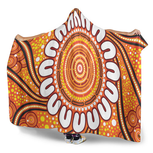 Australia Aboriginal Inspired Hooded Blanket - Aboriginal Art Dot Painting Australia Aboriginal Inspired Hooded Blanket - Aboriginal Art Dot Painting