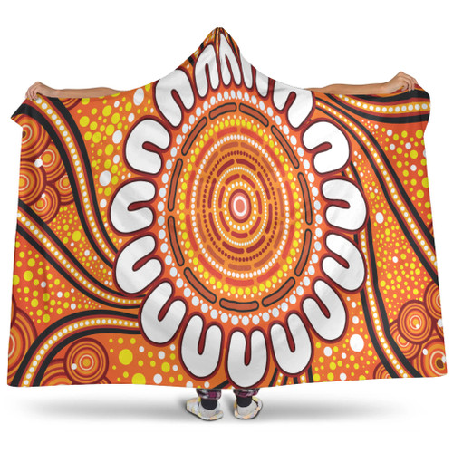 Australia Aboriginal Inspired Hooded Blanket - Aboriginal Art Dot Painting