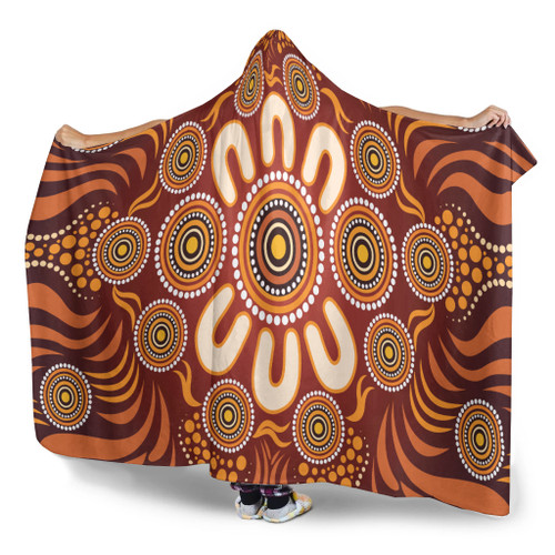 Australia Aboriginal Inspired Hooded Blanket - Aboriginal Art Dot Painting Pattern Australia Aboriginal Inspired Hooded Blanket - Aboriginal Art Dot Painting Pattern