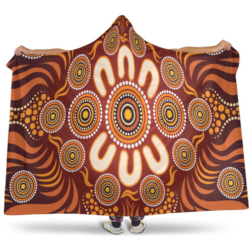 Australia Aboriginal Inspired Hooded Blanket - Aboriginal Art Dot Painting Pattern