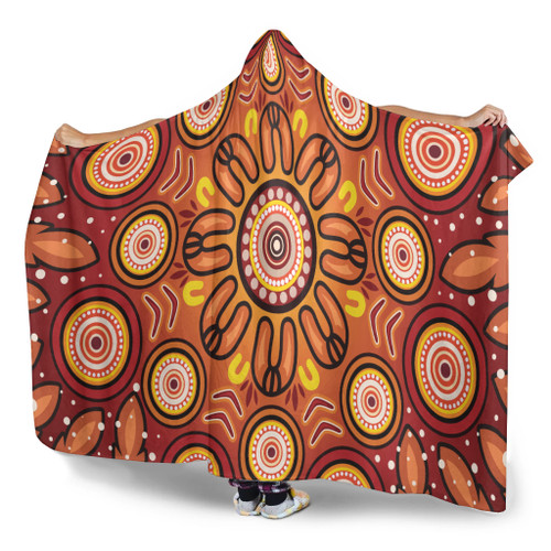 Australia Aboriginal Inspired Hooded Blanket - Aboriginal Art Dot Painting 02 Australia Aboriginal Inspired Hooded Blanket - Aboriginal Art Dot Painting 02