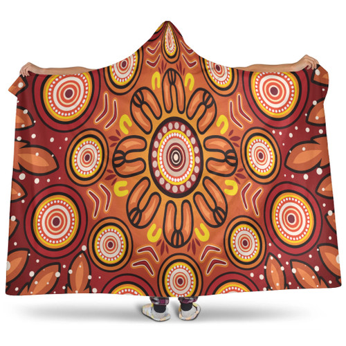 Australia Aboriginal Inspired Hooded Blanket - Aboriginal Art Dot Painting 02