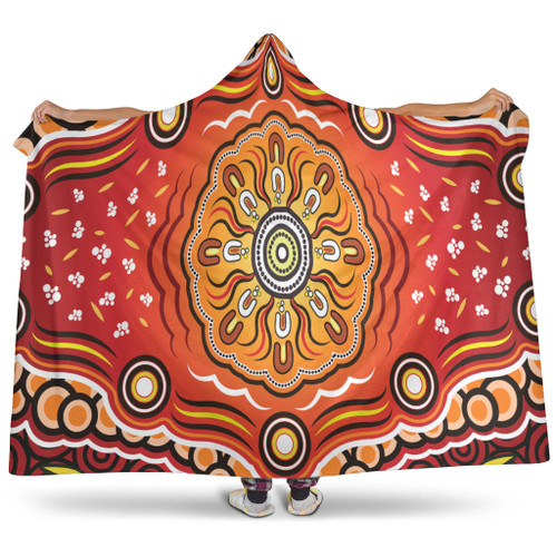 Australia Aboriginal Inspired Hooded Blanket - Dot Design Vector Aboriginal Artwork