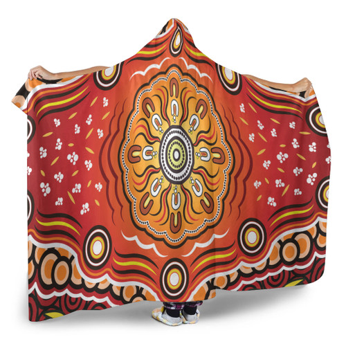Australia Aboriginal Inspired Hooded Blanket - Dot Design Vector Aboriginal Artwork