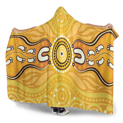Australia Aboriginal Inspired Hooded Blanket - Aboriginal Yellow Color Dot Art Vector Background Australia Aboriginal Inspired Hooded Blanket - Aboriginal Yellow Color Dot Art Vector Background