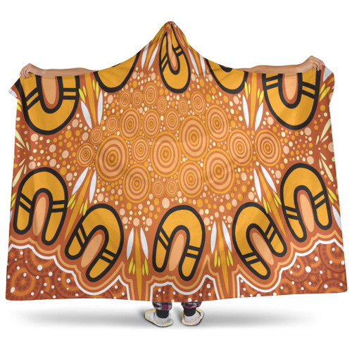 Australia Aboriginal Inspired Hooded Blanket - Aboriginal Dot Design Background