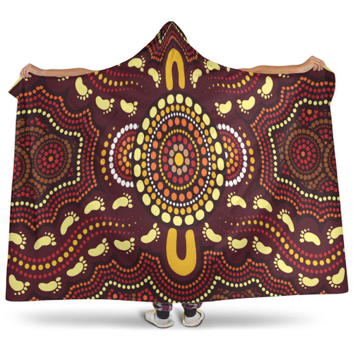 Australia Aboriginal Inspired Hooded Blanket - Aboriginal Style Of Concentration Art