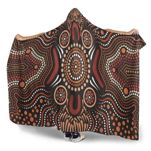 Australia Aboriginal Inspired Hooded Blanket - Aboriginal Style Of Background Australia Aboriginal Inspired Hooded Blanket - Aboriginal Style Of Background