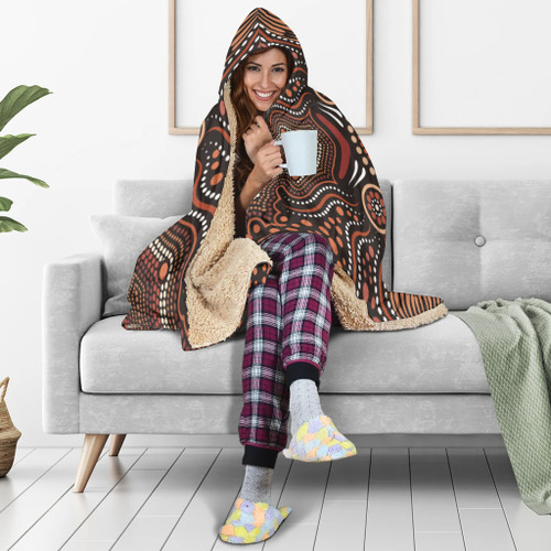 Australia Aboriginal Inspired Hooded Blanket - Aboriginal Style Of Background Australia Aboriginal Inspired Hooded Blanket - Aboriginal Style Of Background