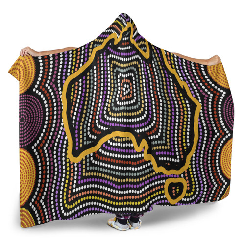 Australia Aboriginal Inspired Hooded Blanket - Australia Map Aboriginal Art Painting