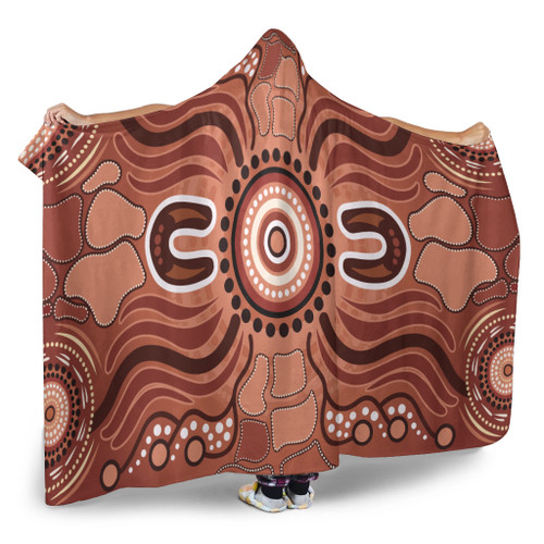 Australia Aboriginal Inspired Hooded Blanket - Land Aboriginal Art Painting Background Australia Aboriginal Inspired Hooded Blanket - Land Aboriginal Art Painting Background