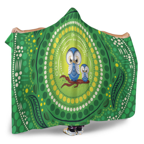 Australia Aboriginal Inspired Hooded Blanket - Aboriginal Dot Art Vector Painting With Owls Australia Aboriginal Inspired Hooded Blanket - Aboriginal Dot Art Vector Painting With Owls