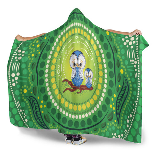 Australia Aboriginal Inspired Hooded Blanket - Aboriginal Dot Art Vector Painting With Owls Australia Aboriginal Inspired Hooded Blanket - Aboriginal Dot Art Vector Painting With Owls