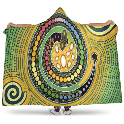 Australia Aboriginal Inspired Hooded Blanket - Aboriginal Art Vector Painting With Snake