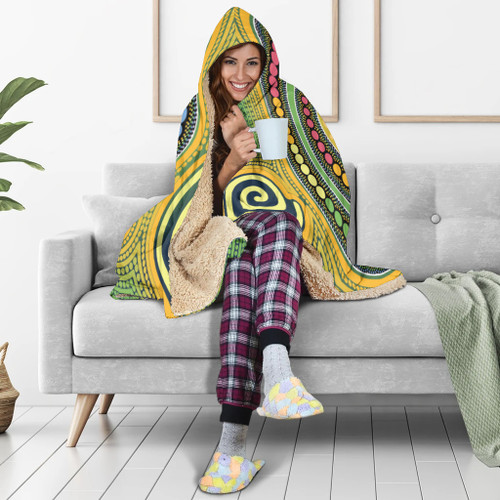 Australia Aboriginal Inspired Hooded Blanket - Aboriginal Art Vector Painting With Snake Australia Aboriginal Inspired Hooded Blanket - Aboriginal Art Vector Painting With Snake