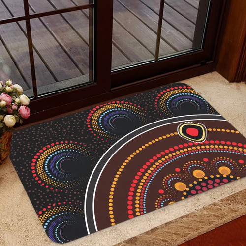 Australia Aboriginal Inspired Door Mat - Aboriginal Style Of Dot Painting Australia Aboriginal Inspired Door Mat - Aboriginal Style Of Dot Painting