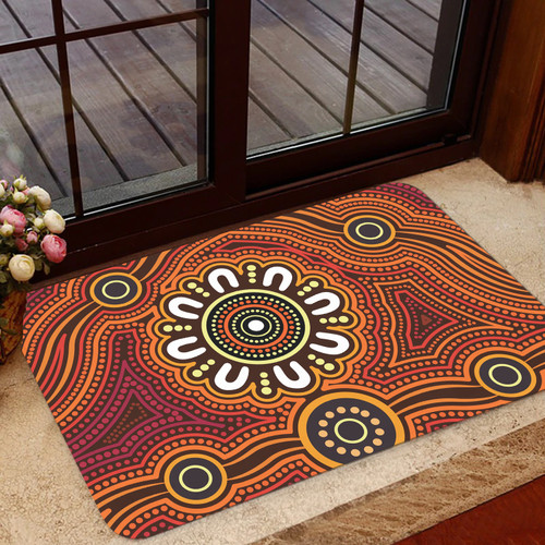 Australia Aboriginal Inspired Door Mat -  Aboriginal Connection Concept Art Background Australia Aboriginal Inspired Door Mat -  Aboriginal Connection Concept Art Background