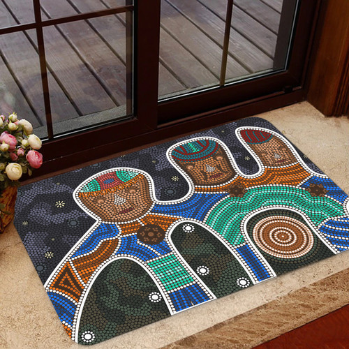 Australia Aboriginal Inspired Door Mat - Friendship Aboriginal Style Australia Aboriginal Inspired Door Mat - Friendship Aboriginal Style