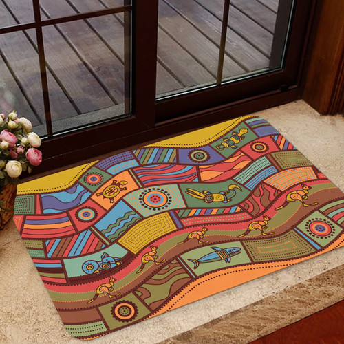 Australia Aboriginal Inspired Door Mat - Animals Aboriginal Dot Artwork Australia Aboriginal Inspired Door Mat - Animals Aboriginal Dot Artwork