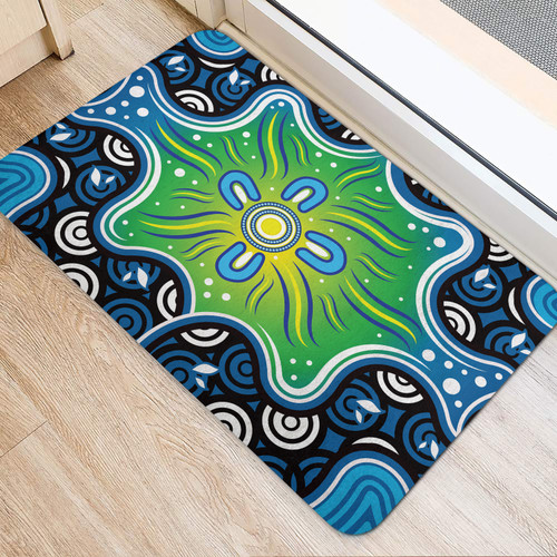 Australia Aboriginal Inspired Door Mat - Blue Aboriginal Dot Artwork Australia Aboriginal Inspired Door Mat - Blue Aboriginal Dot Artwork
