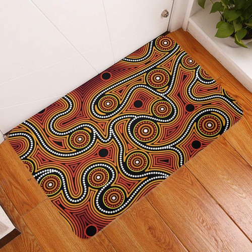 Australia Aboriginal Inspired Door Mat - Orange Color Aboriginal Dot Artwork